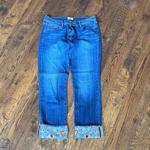 DRIFTWOOD Blue Embroidered Cuffed Ankle Jeans